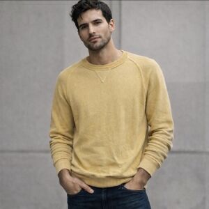Peru Unlimited Pima Cotton Sweater Crew Neck Butter Yellow Men's Size XXL